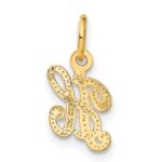 14KY Script Letter H Initial Charm - Image 3