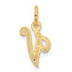 14KY Script Letter V Initial Charm - Image 3
