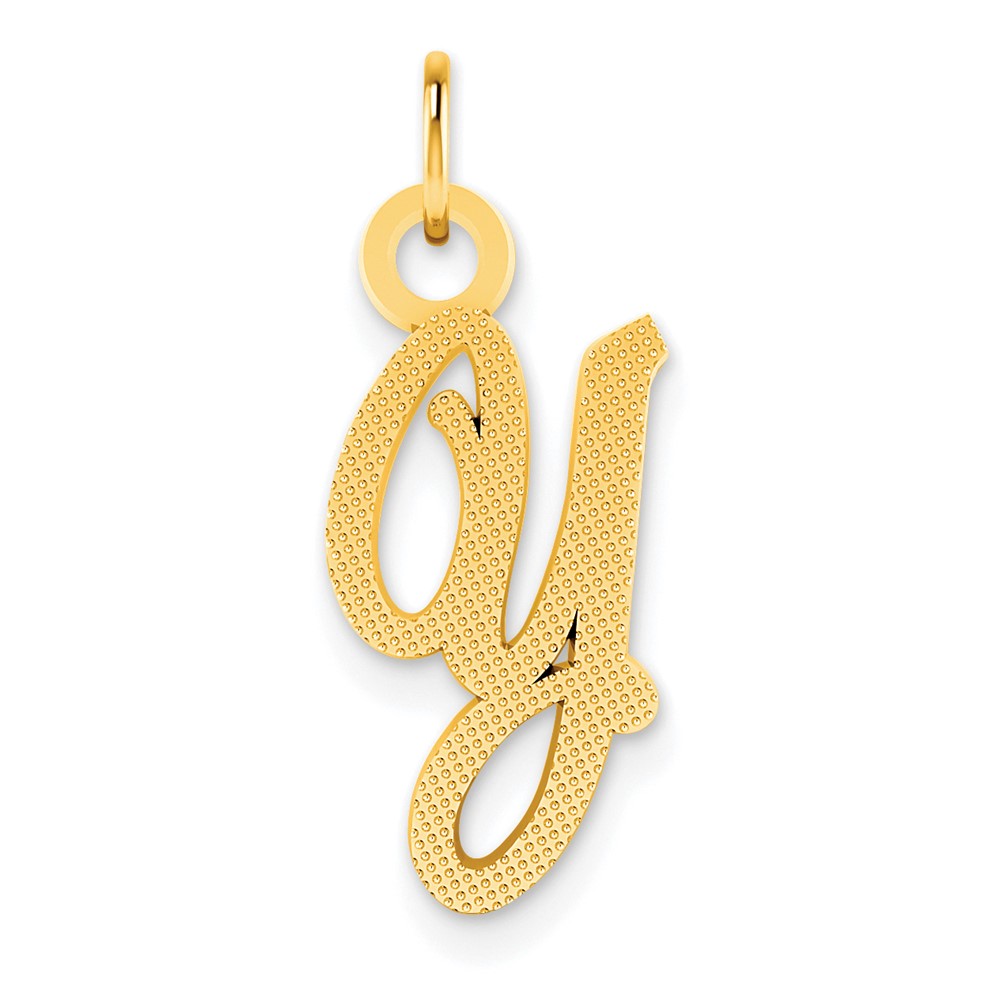 C564Y.jpg 14KW Casted Script Letter Y Initial Charm - Image 1