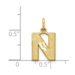 14KY Satin Diamond-cut Letter N Initial Charm - Image 4
