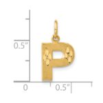 14KY Satin Diamond-cut Letter P Initial Charm - Image 4