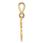 14KY Polished Script Filigree Letter E Initial Pendant - Image 2