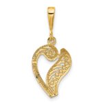 14KY Polished Script Filigree Letter V Initial Pendant - Image 3