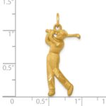 14k Satin Diamond-cut Male Golfer Charm - Image 4