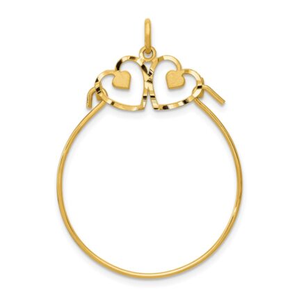 14k Diamond-cut Heart Charm Holder Pendant