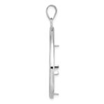 Wideband Distinguished Coin Jewelry 14k White Gold Polished and Diamond-cut Teardrop 22.0mm Prong Coin Bezel Pendant - Image 2