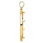 Wideband Distinguished Coin Jewelry 14k Polished and Diamond-cut Fancy Wire 32.7mm Prong Coin Bezel Pendant - Image 2