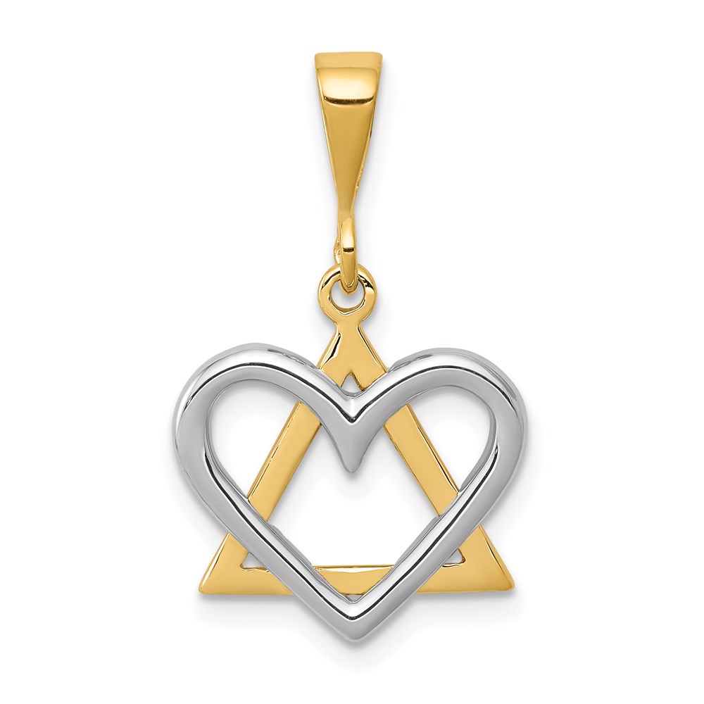 CG64.jpg 14K Two-Tone Star of David Heart Pendant - Image 1