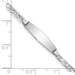 14k White Gold Polished Solid Chain/Solid Plate Anchor Link Soft Diamond Shape 19.5x5.5mm Plate ID Bracelet - Image 3