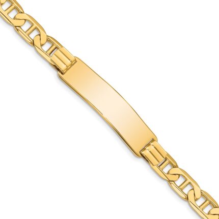 14k Polished Solid Chain/Solid Plate Anchor Link 37x10mm Plate ID Bracelet