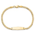 14k Polished Solid Chain/Solid Plate Curb Link Soft Diamond Shape 19.5x5.5mm Plate 6 inch Baby/Child ID Bracelet - Image 4
