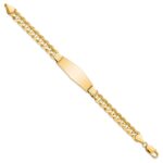 14k Polished Solid Chain/Solid Plate Curb Link Soft Diamond Shape 37.5x12mm Plate 8 inch ID Bracelet - Image 2