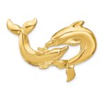 14K Polished Double Dolphins Omega Slide