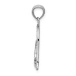14k White Gold Solid Satin Diamond-cut Reversible Heart Pendant - Image 2