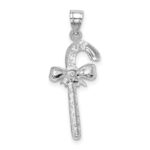 14K White Gold Solid Polished Candy Cane Pendant - Image 4
