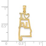 14k Solid I HEART AL Alabama State Pendant - Image 3