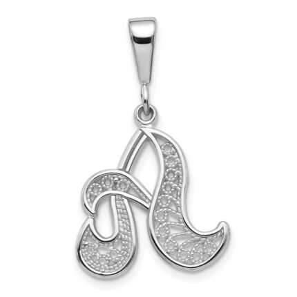 10KW Filigree Initial A Pendant