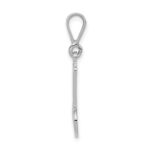 14KW White Gold Solid Polished Script Filigree Letter M Initial Pendant - Image 2