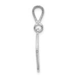 14KW White Gold Solid Polished Script Filigree Letter O Initial Pendant - Image 2