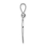 14KW White Gold Solid Polished Script Filigree Letter V Initial Pendant - Image 2