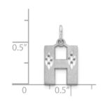 14KW Satin Diamond-cut Letter H Initial Charm - Image 3