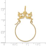 14k Polished Doves and Bow Charm Holder Pendant - Image 3