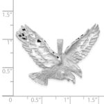 14k White Gold Satin Diamond-cut Eagle Pendant - Image 3