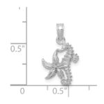 14K White Gold Solid Seahorse and Starfish Pendant - Image 4