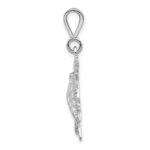 14k White Gold Solid Polished Open-Backed Sea Turtle Pendant - Image 2