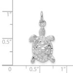 14k White Gold Solid Polished Open-Backed Turtle Charm - Image 3