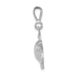 14k White Gold Solid Polished Open-Backed Sea Turtle Pendant - Image 2
