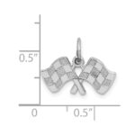 14k White Gold Polished Checkered Flags Charm - Image 3