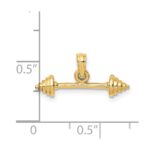 14K Solid Polished 3-D Dumbbell Charm - Image 3
