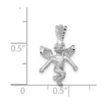 14k  3-D White Gold Satin and Diamond-cut Angel Pendant - Image 3