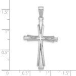14K White Gold Polished Solid Cross Pendant - Image 3