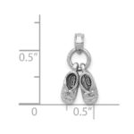 14k White Gold 3-D Moveable Baby Shoes Charm - Image 5