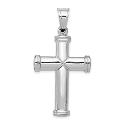 14k White Gold Hollow Cross Pendant