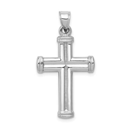 14k White Gold Hollow Cross Pendant