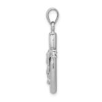 14K White Gold Hollow Crucifix Reversible to Cross Pendant - Image 2