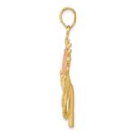 14k Two-tone Sunflower with Leaves Pendant - Image 2