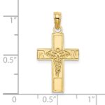 14K RN  Caduceus Cross Charm - Image 3