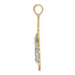 14K Tri-color Diamond-cut Filigree Crucifix Pendant - Image 2
