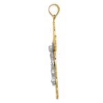 14K Tri-color Diamond-cut Filigree Crucifix Pendant - Image 2
