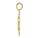 14k Polished and Satin Solid Miraculous Medal Scalloped Edge Oval Pendant - Image 2