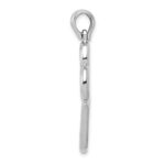 14K White Gold 3-D Solid Connected Double Hearts Pendant - Image 2