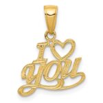 14K Polished and Textured I HEART YOU Pendant
