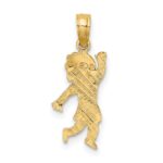 14K Girl Waving with Flower on Blouse Charm - Image 4