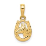 14K Horseshoe with Horse Head Pendant