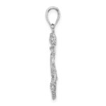 14K White Gold Anchor and Ships Wheel with Rope Pendant - Image 2