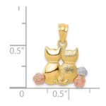 14k Two-tone with White Rhodium Two Cats Pendant - Image 3
